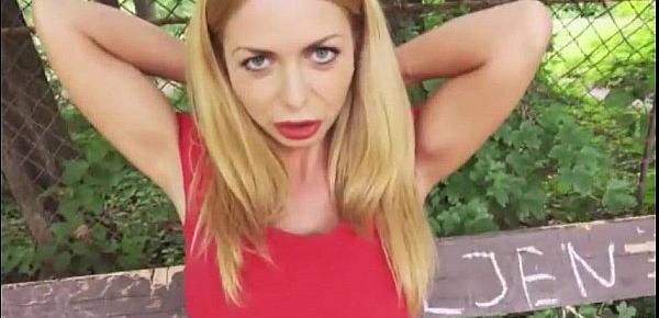  Busty blonde Eurobabe railed in the park